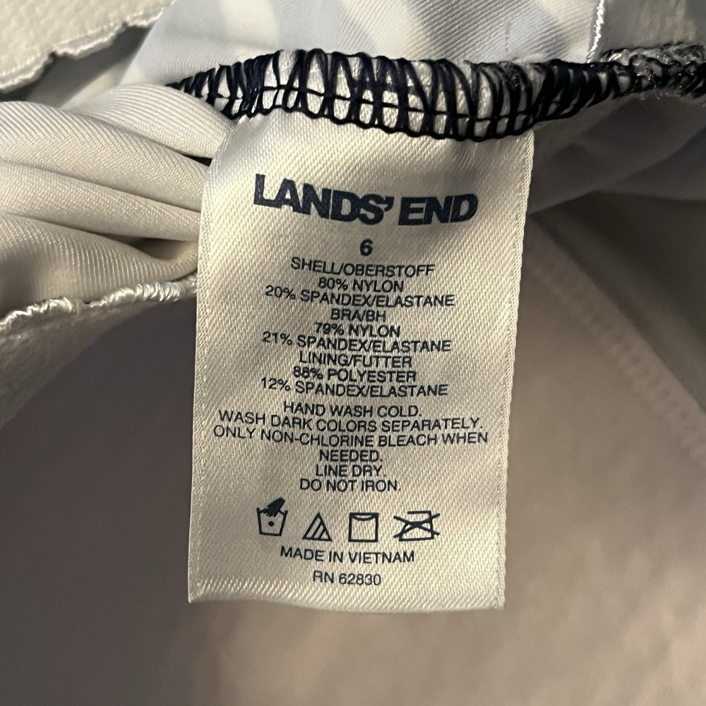 LANDS END Navy White Stripe Tankini Swimsuit Top Nautical Chlorine Resistant 6‎ - Picture 5 of 7
